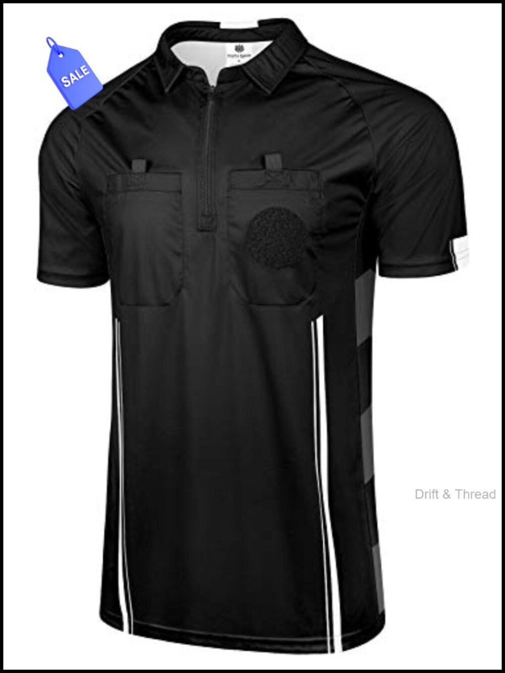 Pro Soccer Referee Jersey Short Sleeve Collared Zipper Ref Shirt